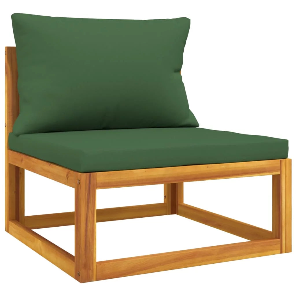 5 Piece Patio Set with Green Cushions Solid Wood I31152