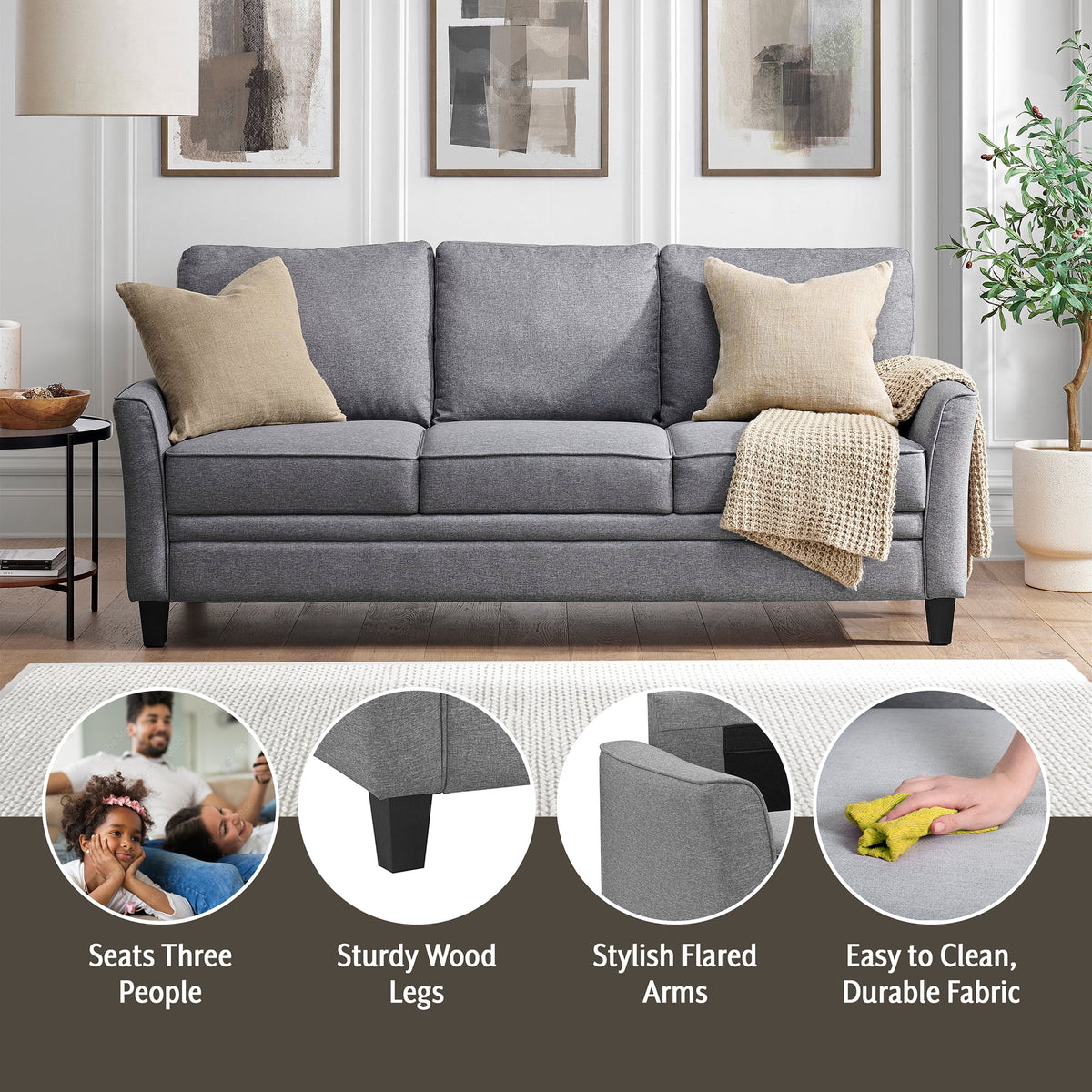 Black 3 Seat Sofa Q140882