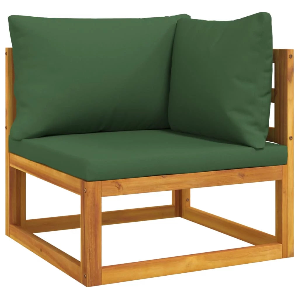 5 Piece Patio Set with Green Cushions Solid Wood I31152