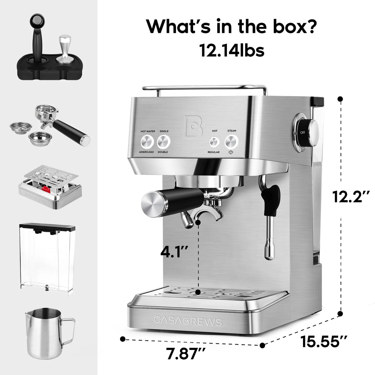 20 Bar Espresso Machine with 51oz Removable Water Tank P8509