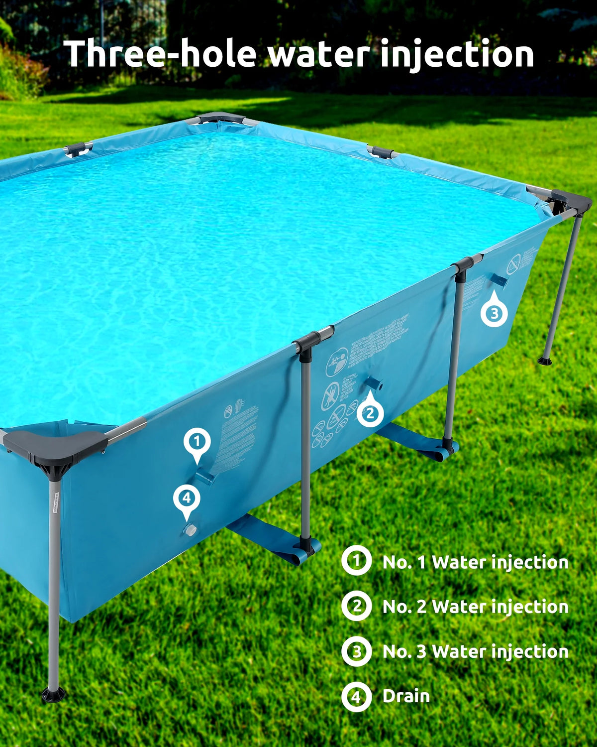 15ft Rectangle Metal Frame Swimming Pool M52797