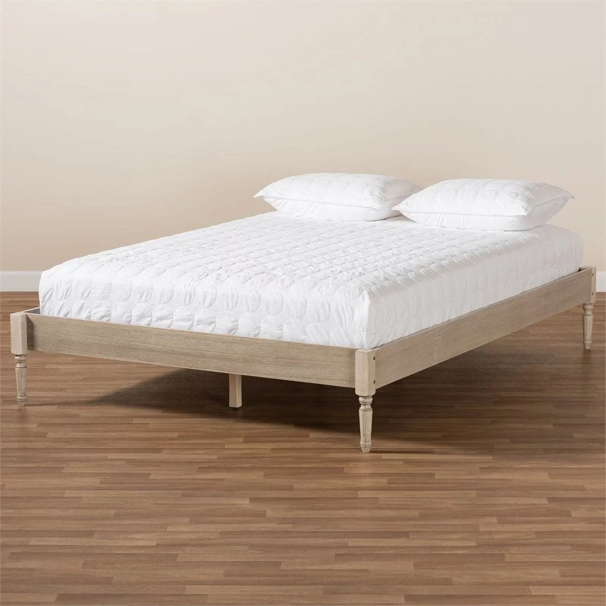 Mid-Century Wood Platform King Bed Q7883