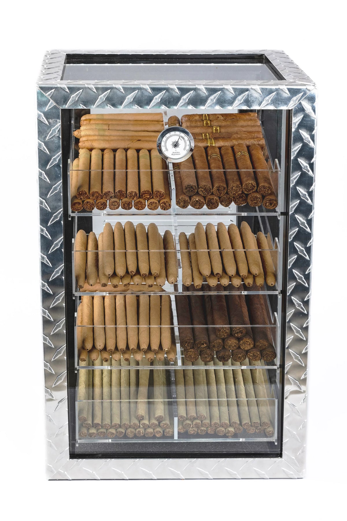 Countertop Display Humidor 250 Capacity Polished Metal Glass D18224