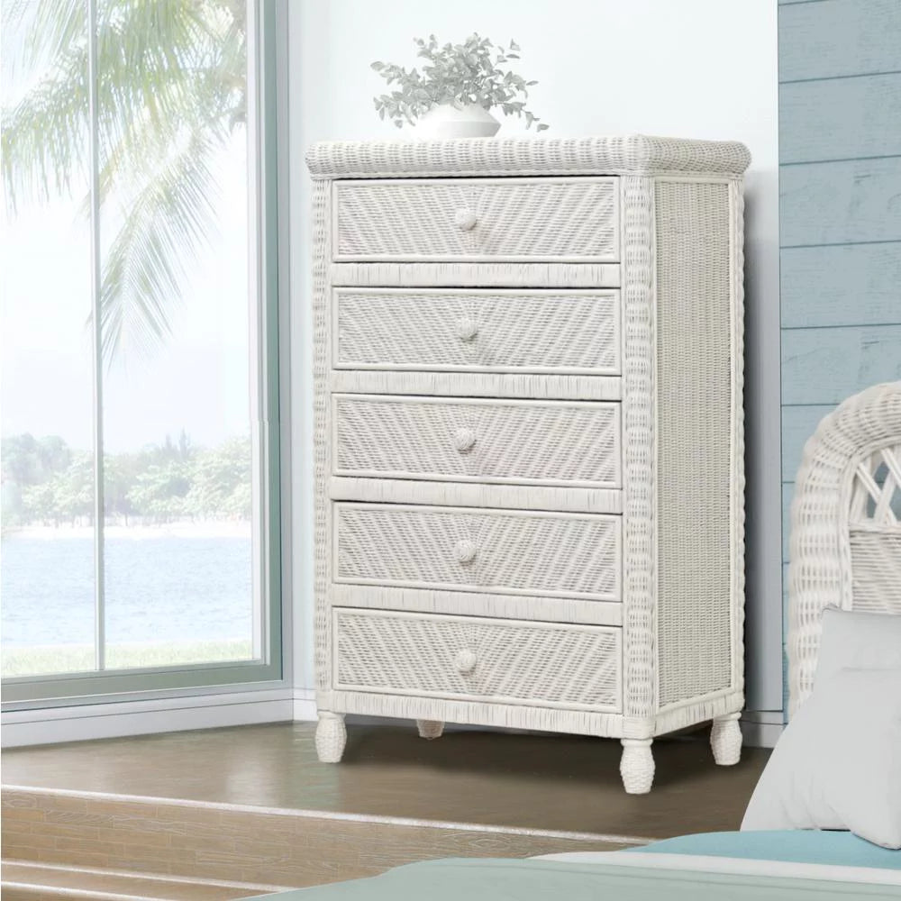 White 5 Drawer Wood Chest H545807