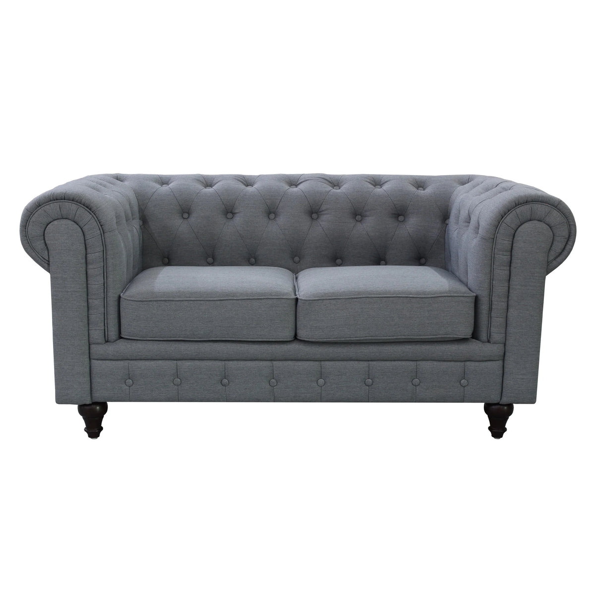 Grey Linen Fabric Chesterfield Loveseat H667963
