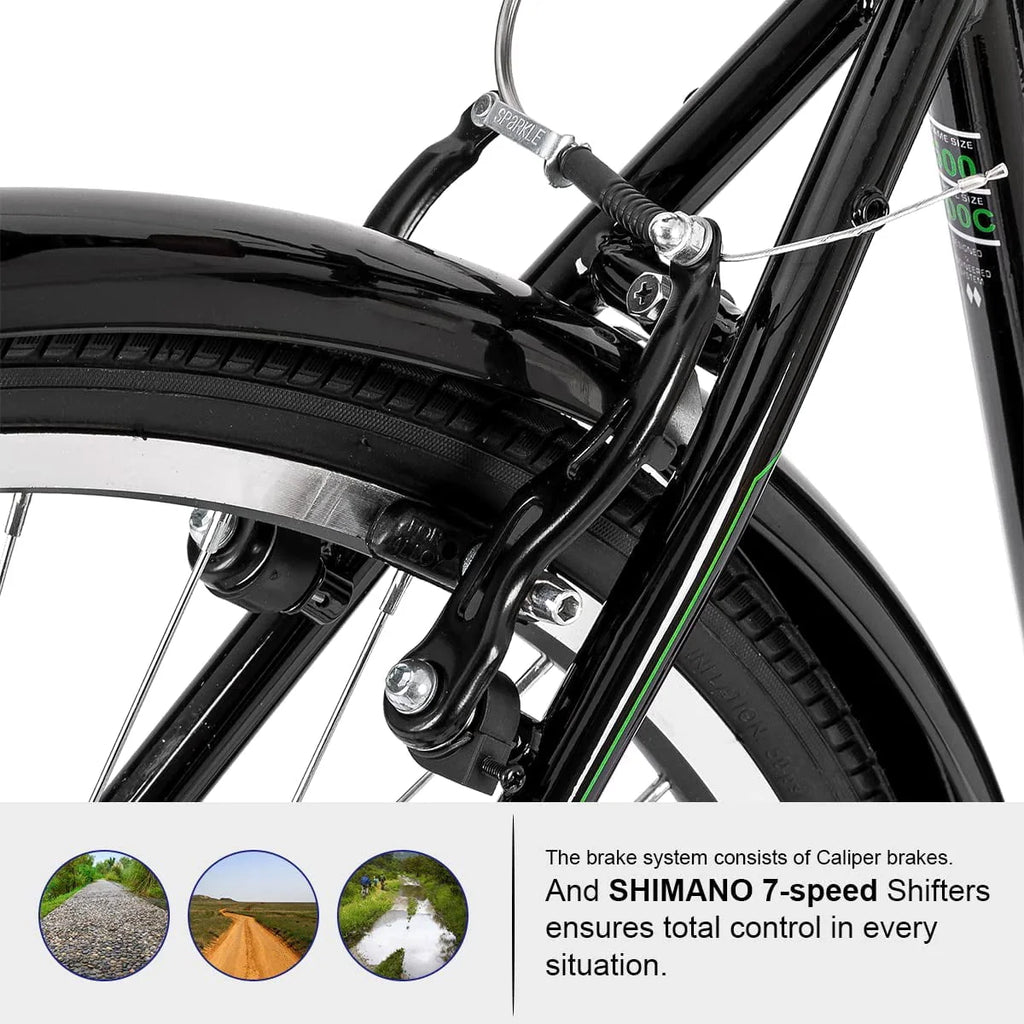 700C Hybrid Bike Step-Over Step-Through Frame 7speeds Cruiser Bicycle L860