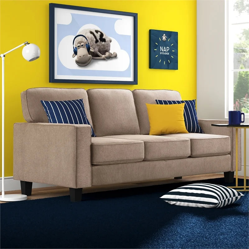 Soft Tan Fabric Sofa with Storage O2848