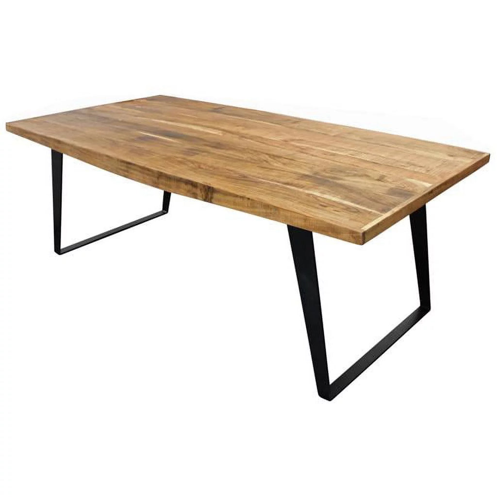 Natural & Black Solid Wood & Iron Dining Table X593580