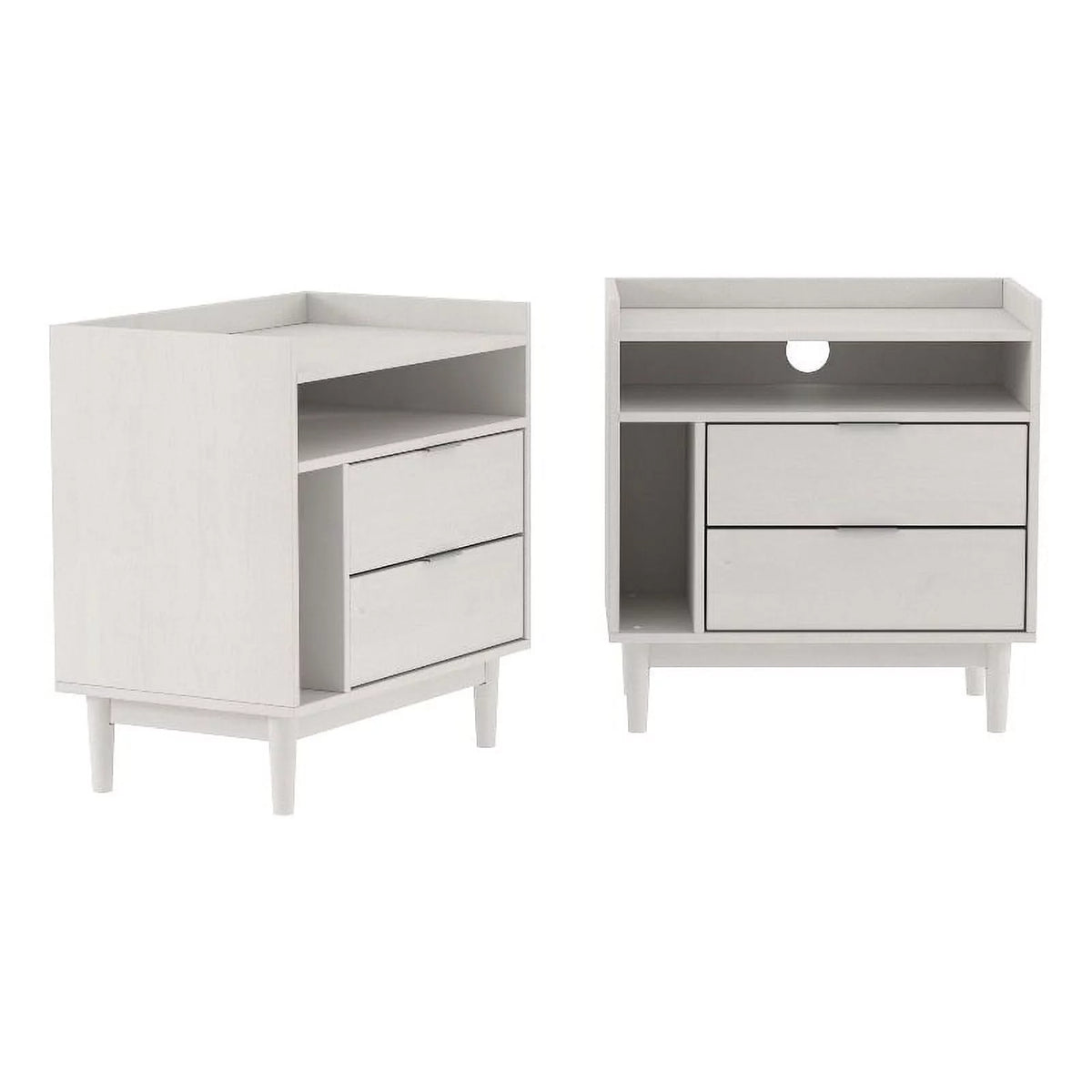 White 2 Drawer Solid Wood Night Stand 2PK K527477