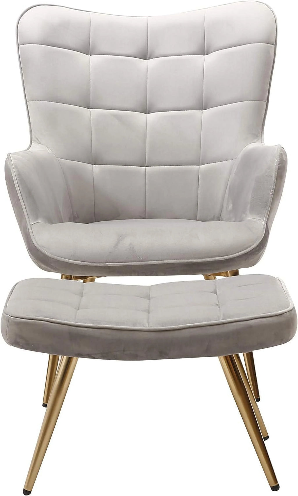 2 Pcs Tufted Velvet Accent Chair and Ottoman Set O290
