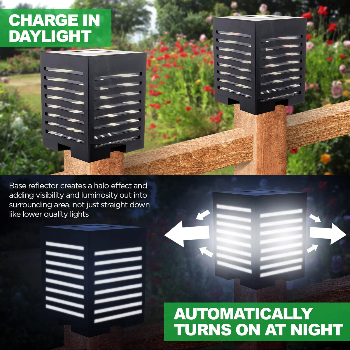 12 Pack Solar Powered LED Post Cap Light Black H457