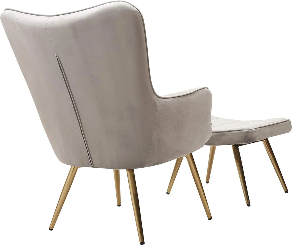 2 Pcs Tufted Velvet Accent Chair and Ottoman Set O290