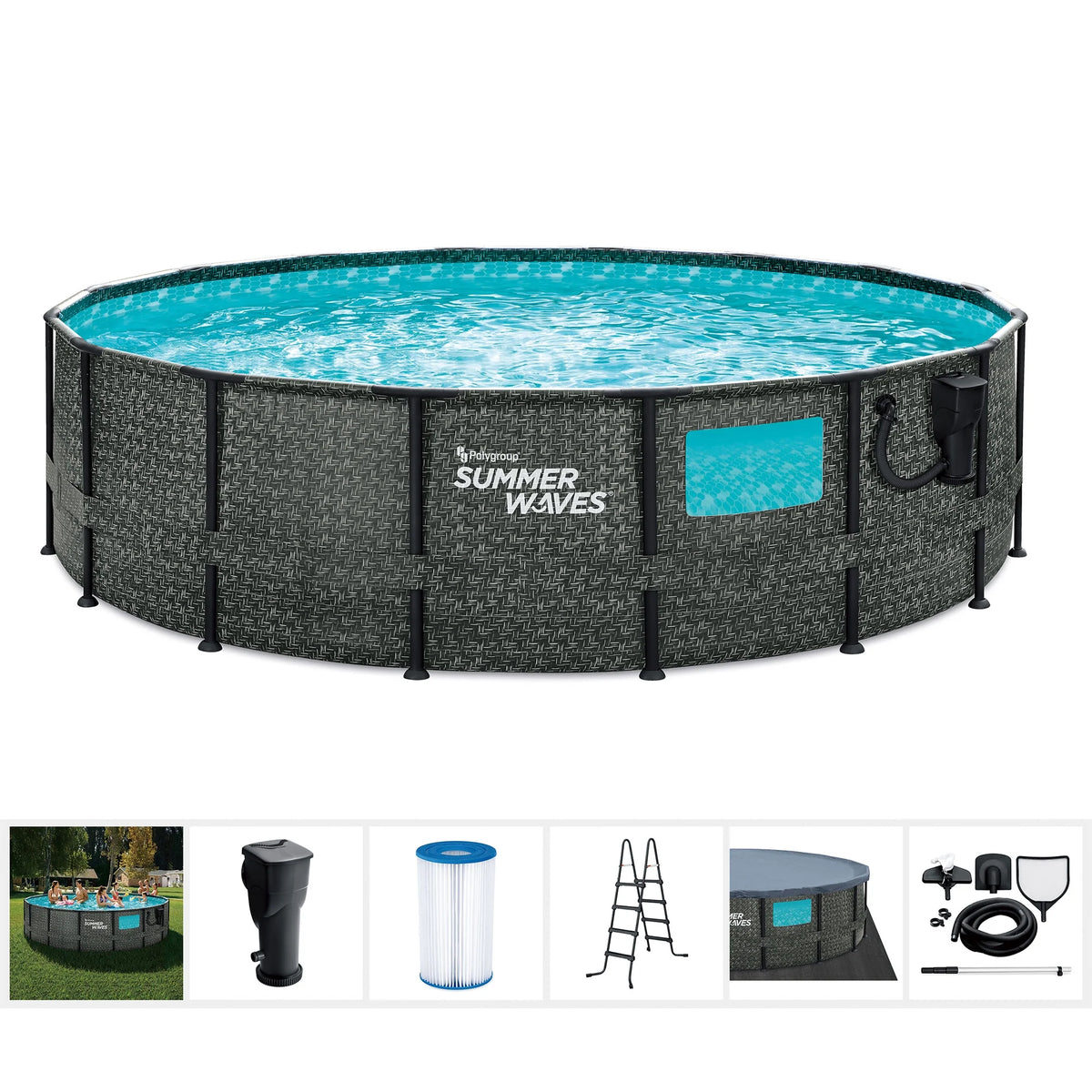 16ft x 48in Above Ground Swimming Pool Set with Pump O833