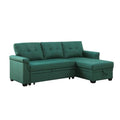 Green Linen Reversible Sleeper Sectional Sofa with Storage Chaise F117