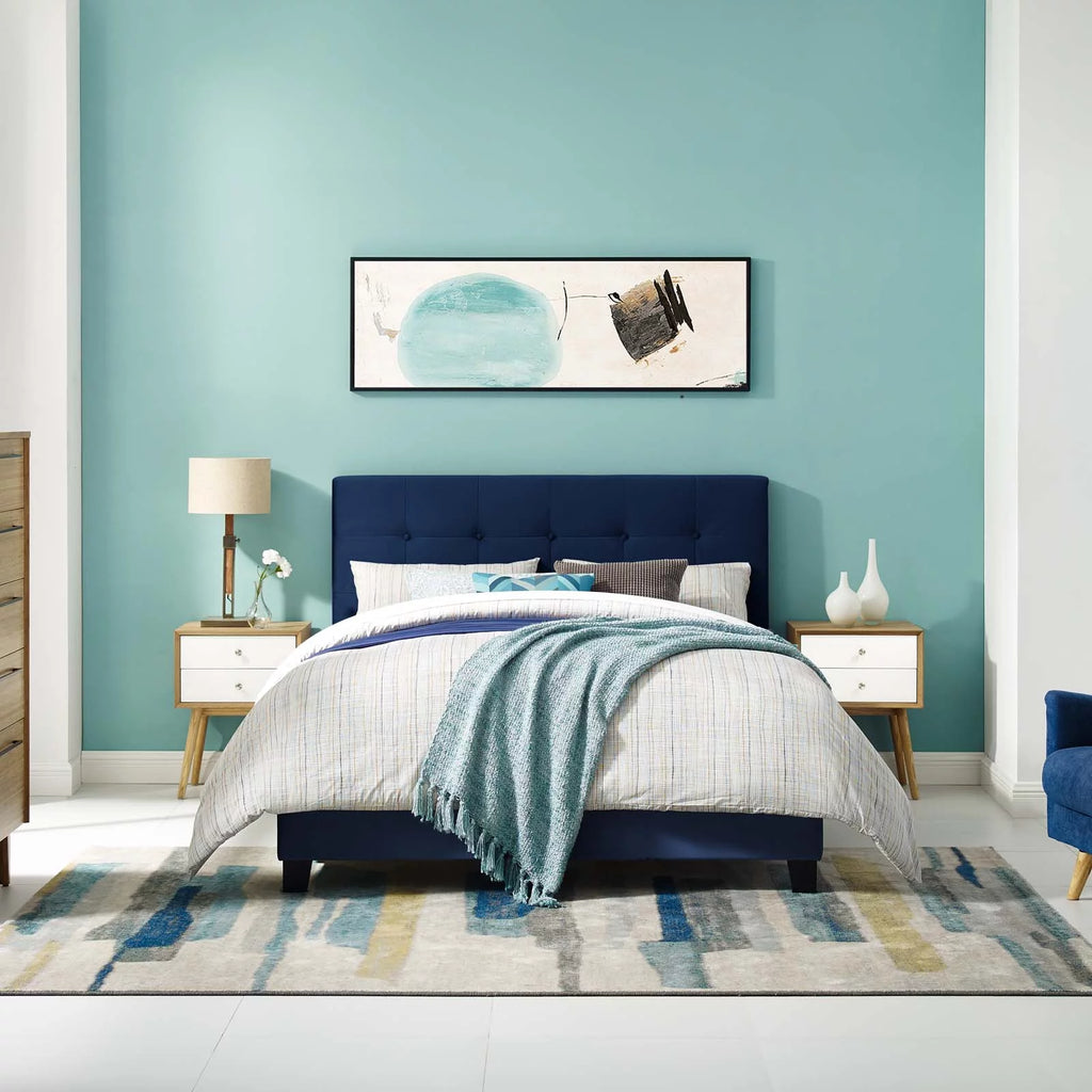 Twin Performance Velvet Bed in Midnight Blue Y16449