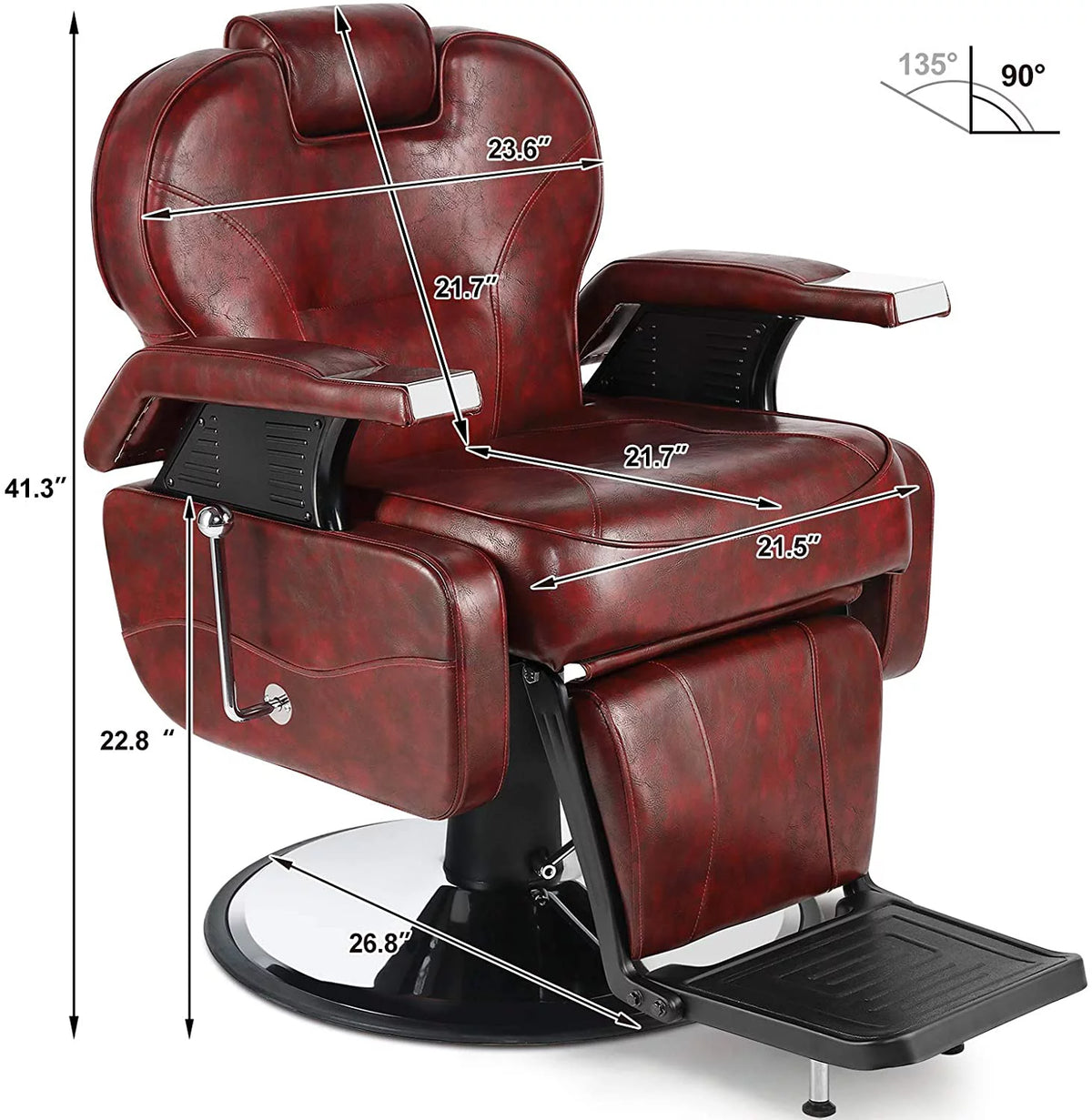 Hydraulic Red Recliner Barber Chair L789439