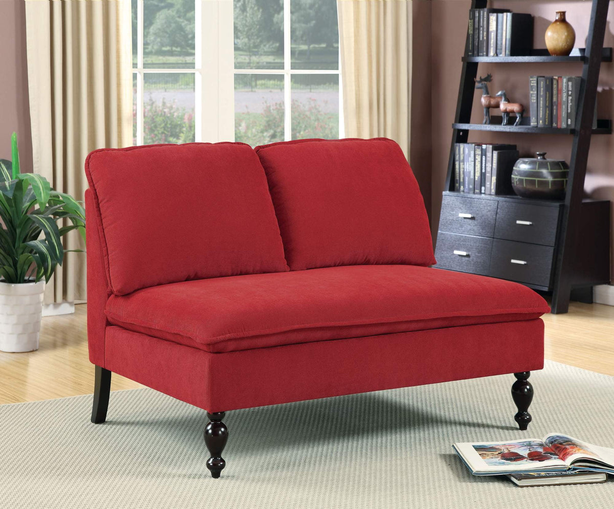 Red Contemporary Fabric Loveseat Z9936