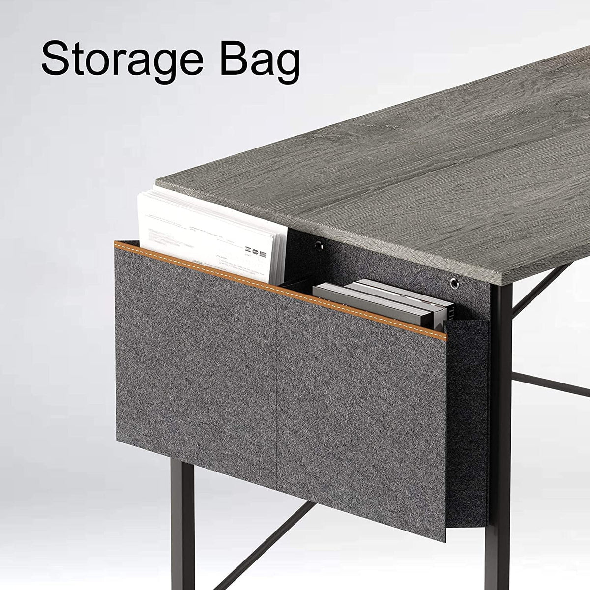 32 Inch Grey Mini Office Desk with Adjustable Metal Frame D615