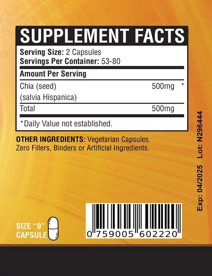Chia Seeds 320 Vegetable Capsules X855276