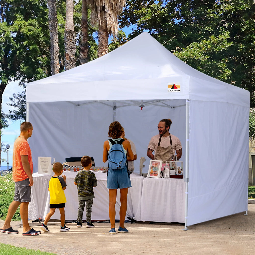 10 ft x 10 ft White Metal Pop-Up Canopy Tent with Walls Q561